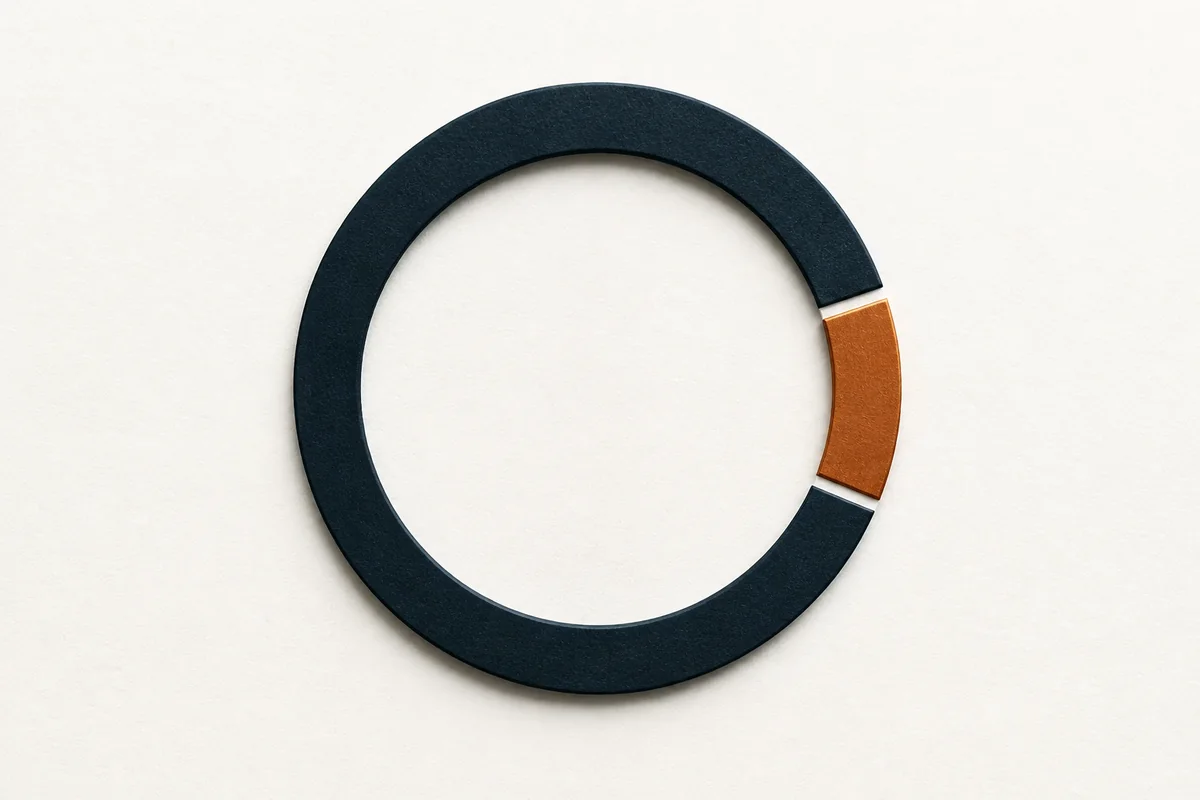 A copper segment closing a gap in a circle.